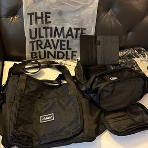 Foldie Black ULTIMATE Travel Bag 8-piece Bundle SET NWT